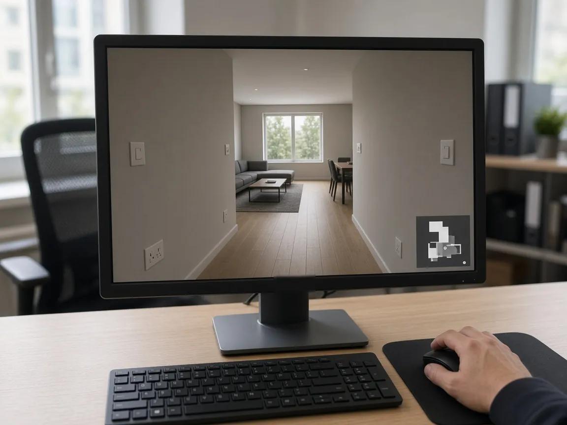 Вид от первого лица по 3D-проекту на мониторе